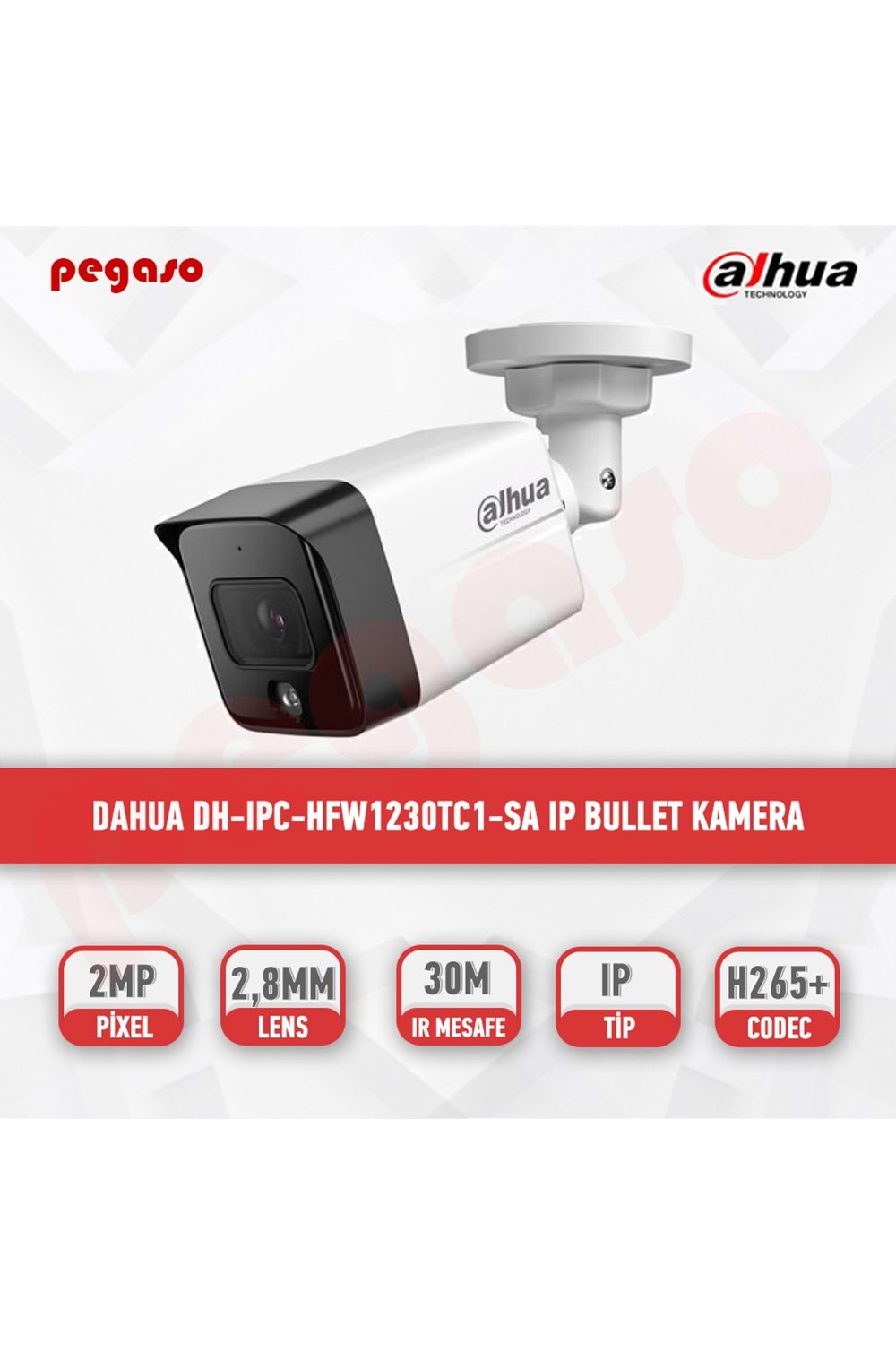 DAHUA IPC-HFW1230TC1-SA-0360B-S6 2MP Sesli Bullet Starligth