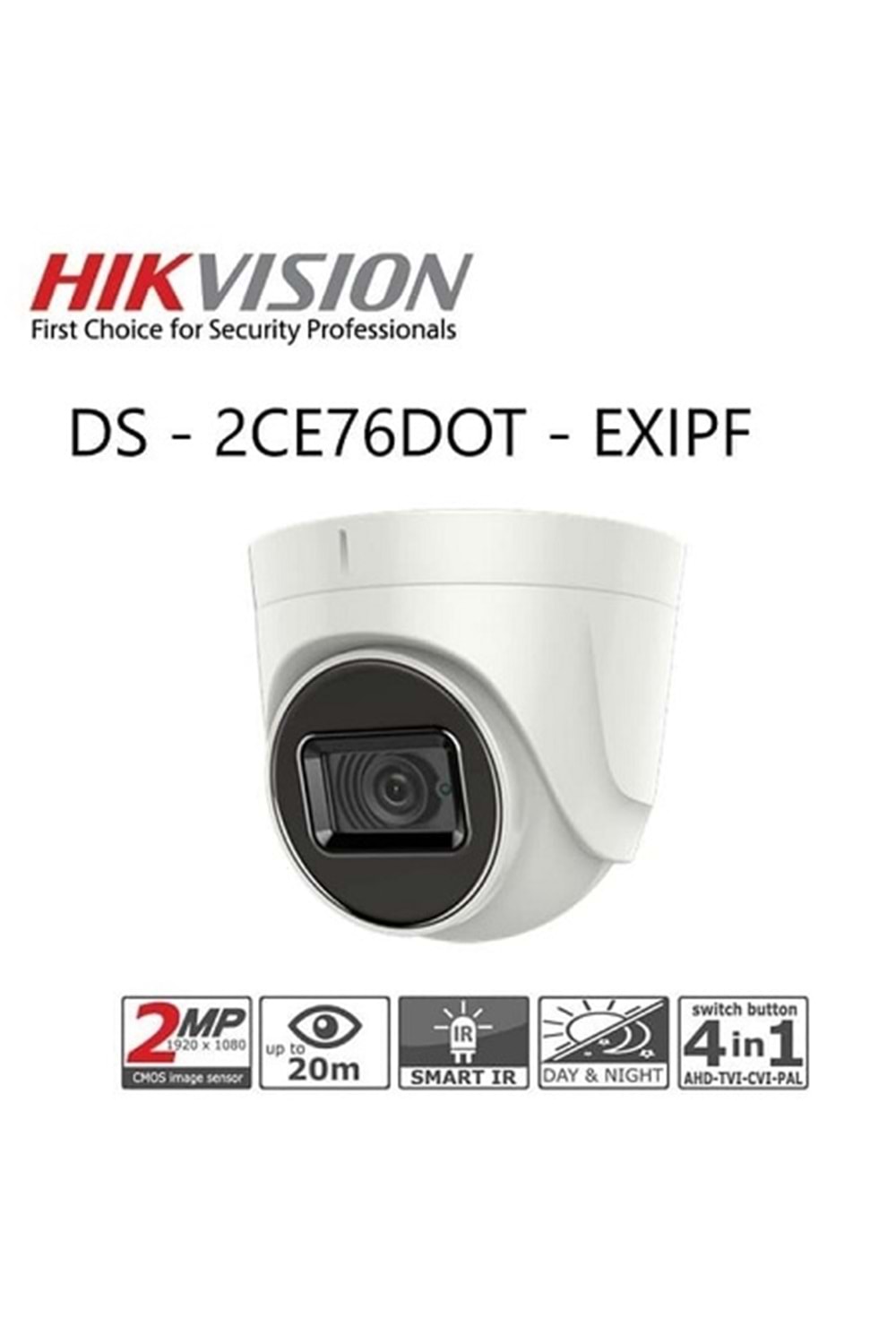 HIKVISION DS-2CE76D0T-EXLPF 2MP 2.8MM HDCVI DOME KAMERA