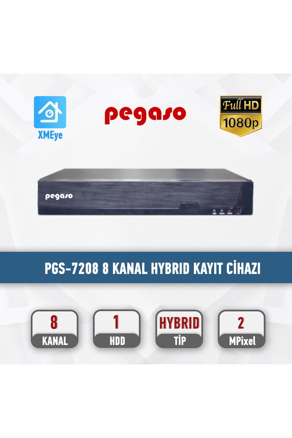 PEGASO PGS-A7208 8 KANAL H.265 1080N 5 IN 1 AHD-IP-HDTVI-HDCVI-ANALOG KAYIT C