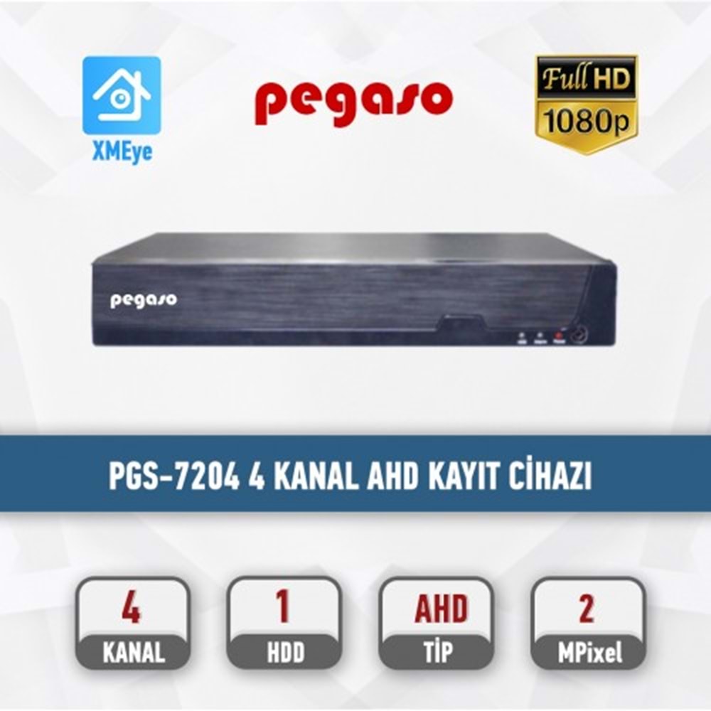 PEGASO PGS-A7204 4 KANAL H.265 1080N 5 IN 1 AHD-IP-HDTVI-HDCVI-ANALOG KAYIT C