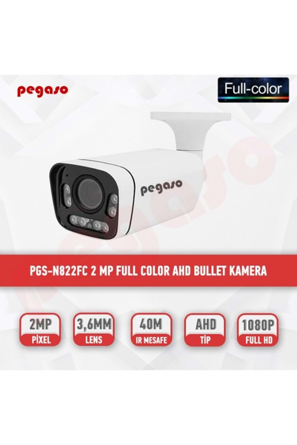 PEGASO PGS-N822FC FULL COLOR 2 MP AHD BULLET 3,6MM KAMERA